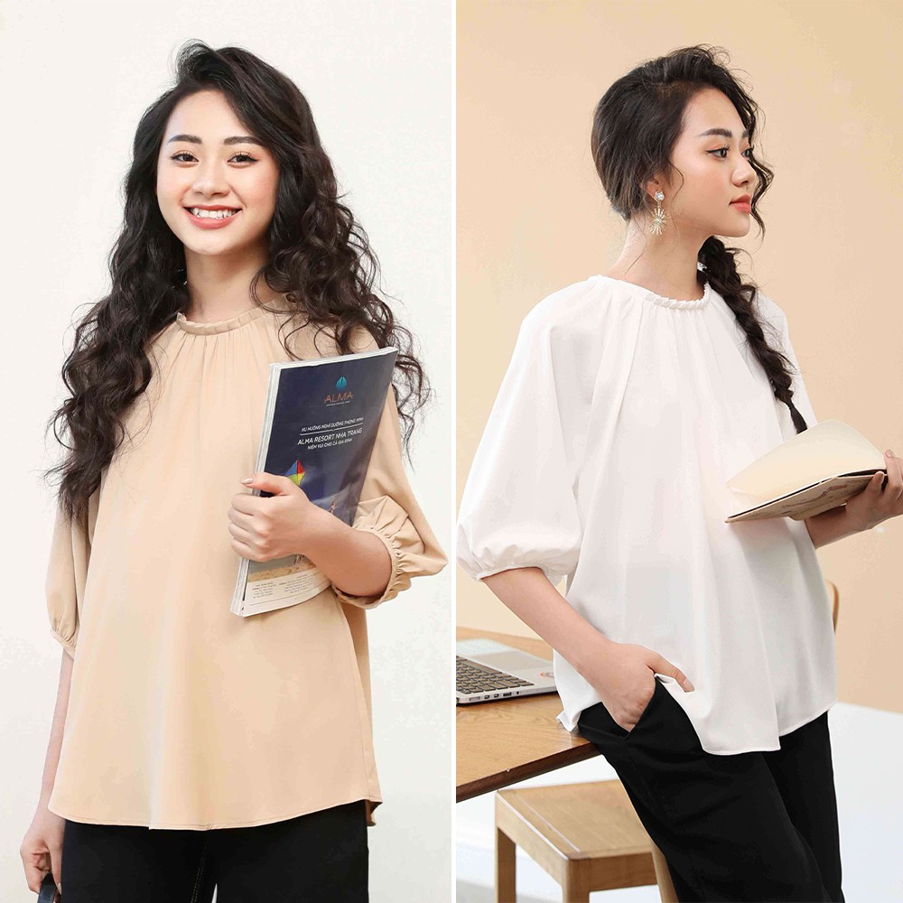 [Mã FATHANG5 giảm 10K đơn 50K] Áo bầu Mia Shirt chất lụa hàn cao cấp phù hợp cho mẹ bầu diện đi làm thiết kế bởi LAMME