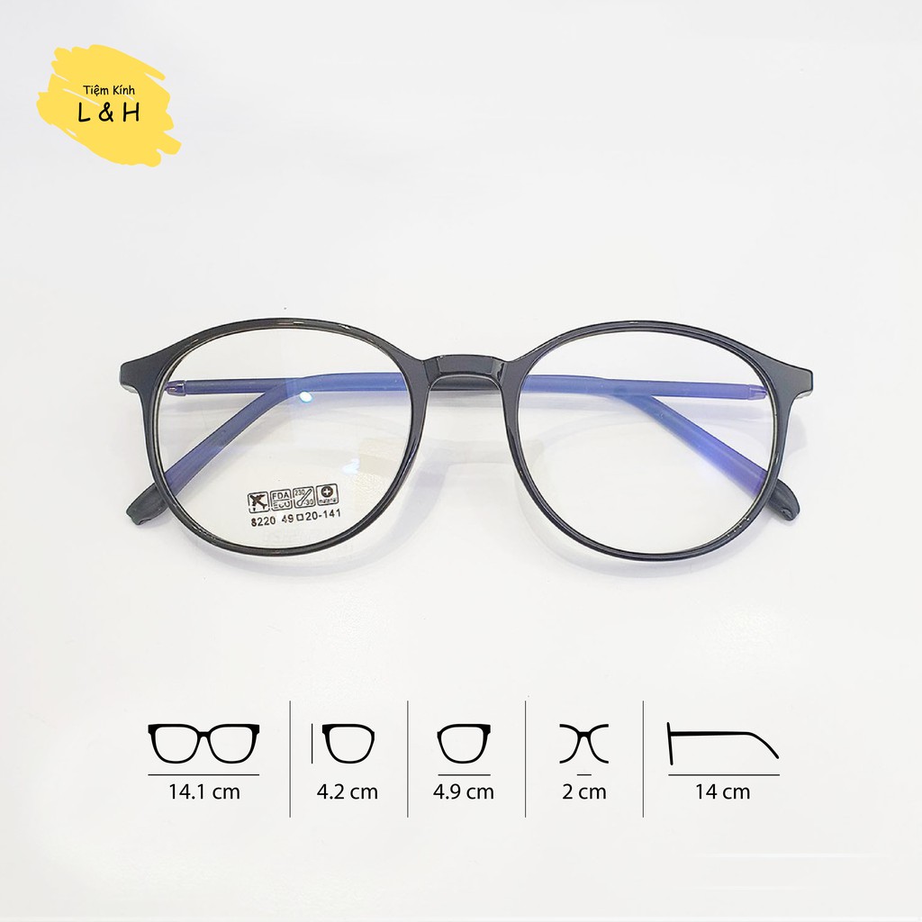 Kính Cận/0 độ Nhựa Mắt Tròn Cho Mặt Vuông-Bầu [Lắp Mắt Cận-Loạn-Viễn Giá Rẻ Nhất]