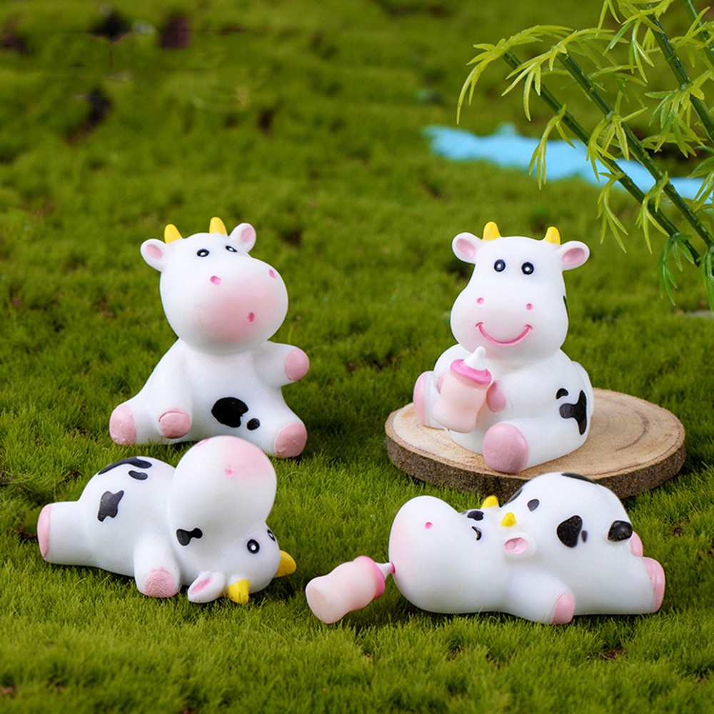 1 Đồ trang trí Bò Sữa Mini Dễ Thương Dùng Trang Trí Tiểu Cảnh / Sân Vườn Diy
