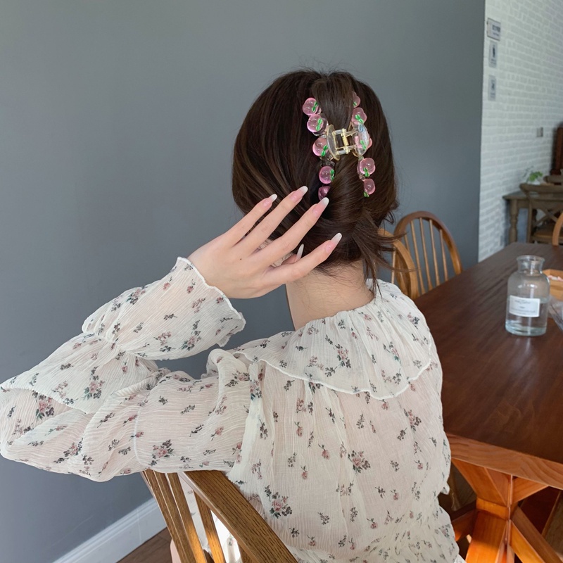 Kẹp tóc hồng trong suốt ngọt ngào kiểu Nhật Bản