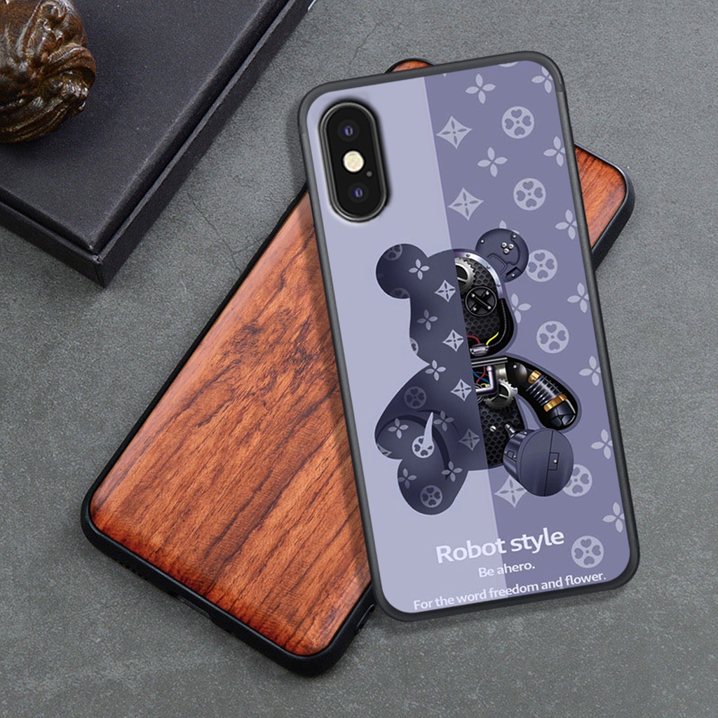 Ốp Lưng Iphone X - XS - XR - XSMAX , In Hình Gấu Robot họa tiết L-V màu sắc cực đẹp.