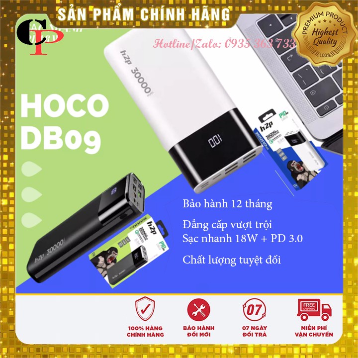 Sạc dự phòng iphone 30000mAh HOCO DB09 hỗ trợ sạc nhanh PD 18W có đèn led hiển thị - SATOPA OFFICIAL