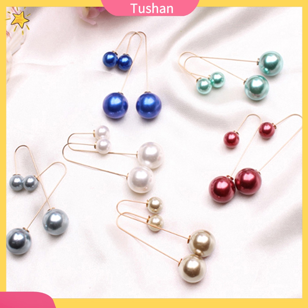 Khuyên tai chữ U đính ngọc trai giả thời trang cho nữ