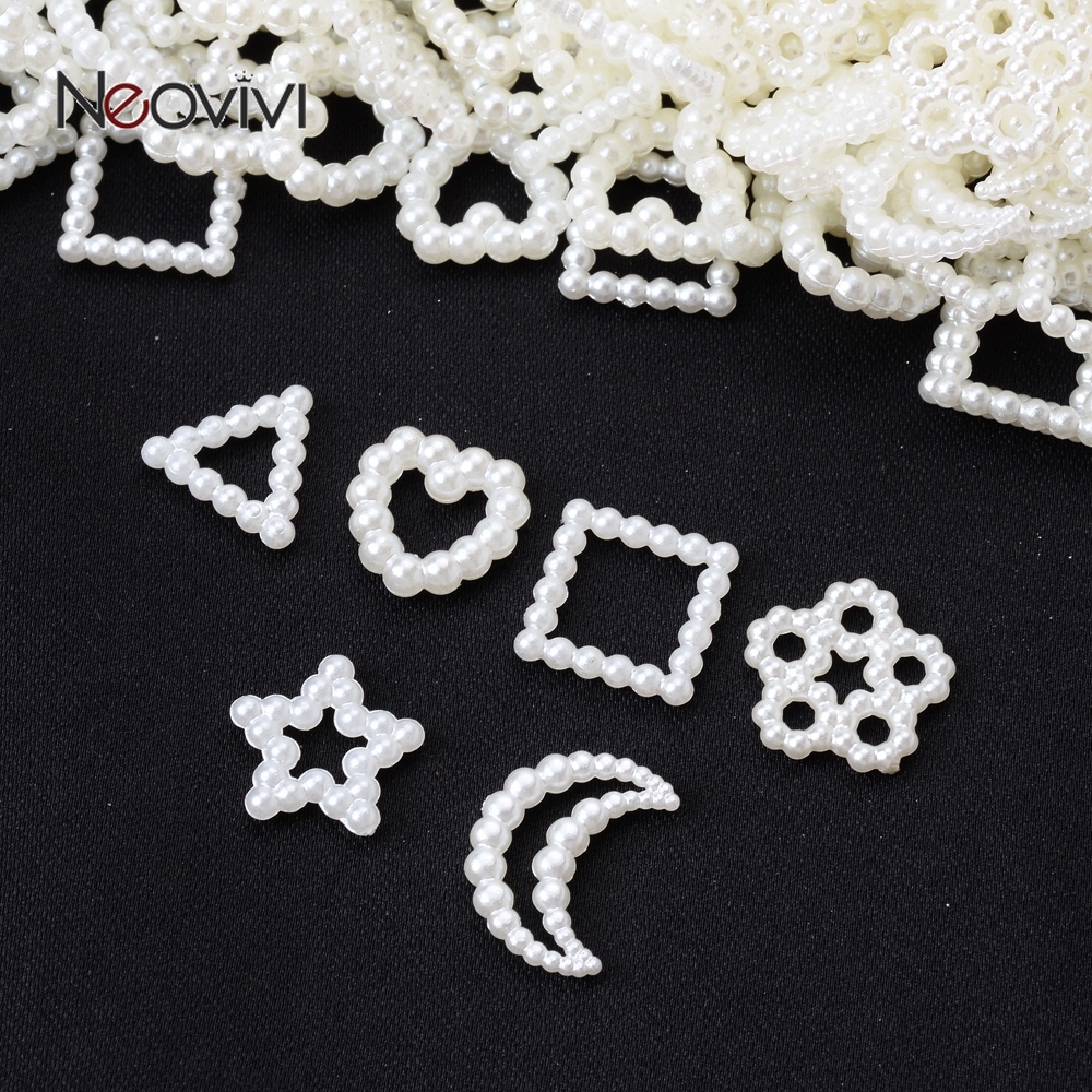 Set 100 Hạt Ngọc Trai Giả Hình Hoa / Trái Tim / Ngôi Sao / Mặt Trăng Dùng Làm Trang Sức