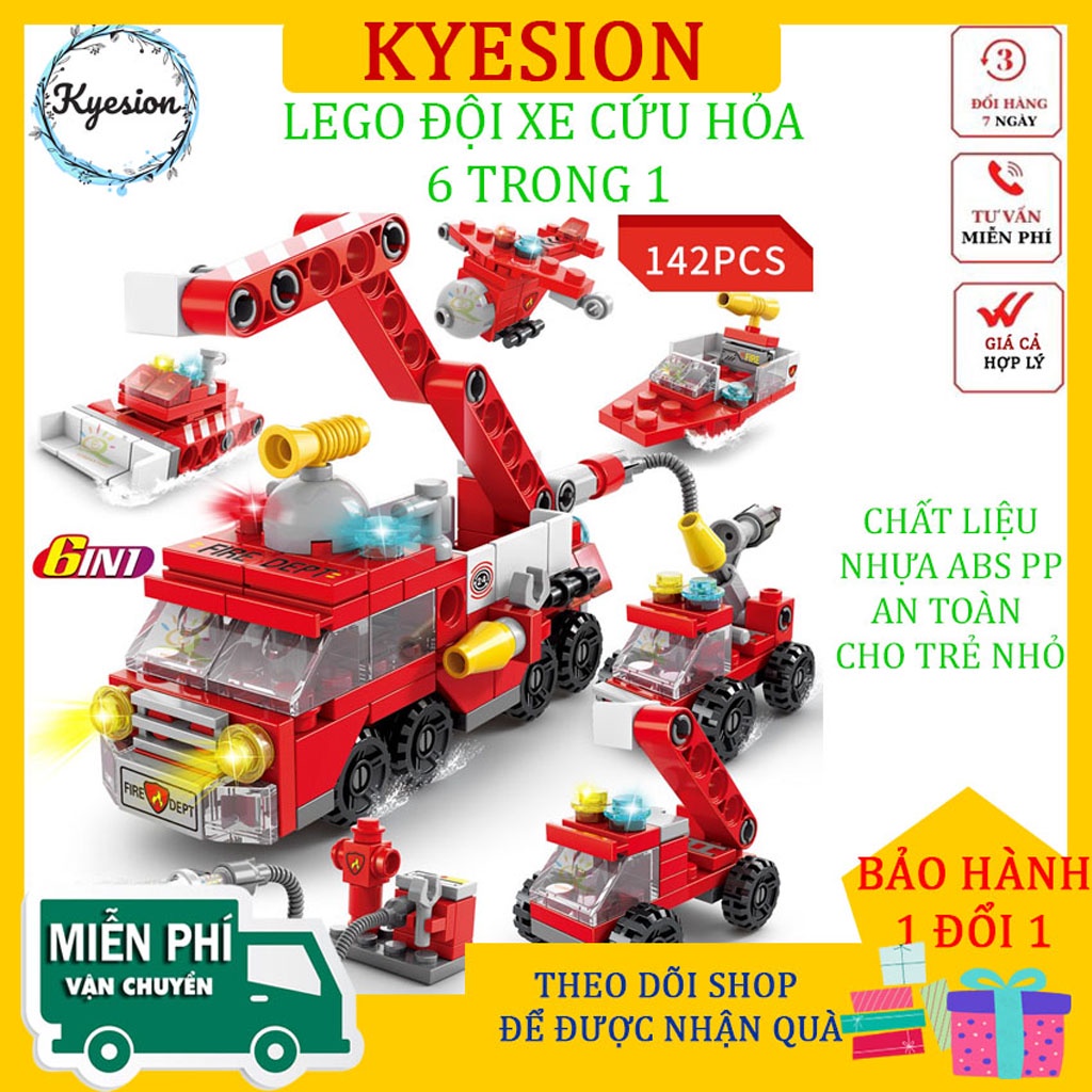 ĐỒ CHƠI THÔNG MINH LEGO XE CỨU HỎA KEYSION LÀM BẰNG NHỰA ABS PP AN TOÀN CHO TRẺ, GIÚP BÉ PHÁT TRIỂN TRÍ TUỆ