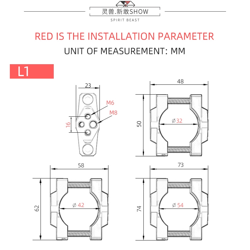 Giá đỡ đèn pha l1 32-42 - 54mm cho xe mô tô