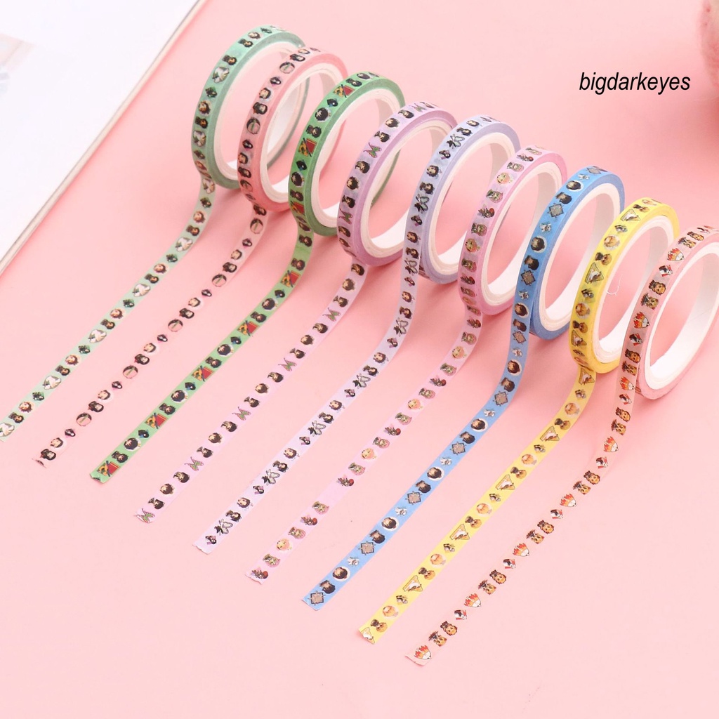 Set 2 Cuộn Băng Keo Giấy Washi In Họa Tiết Hoạt Hình Demon Slayer Trang Trí Sổ Tay/Sổ Tay