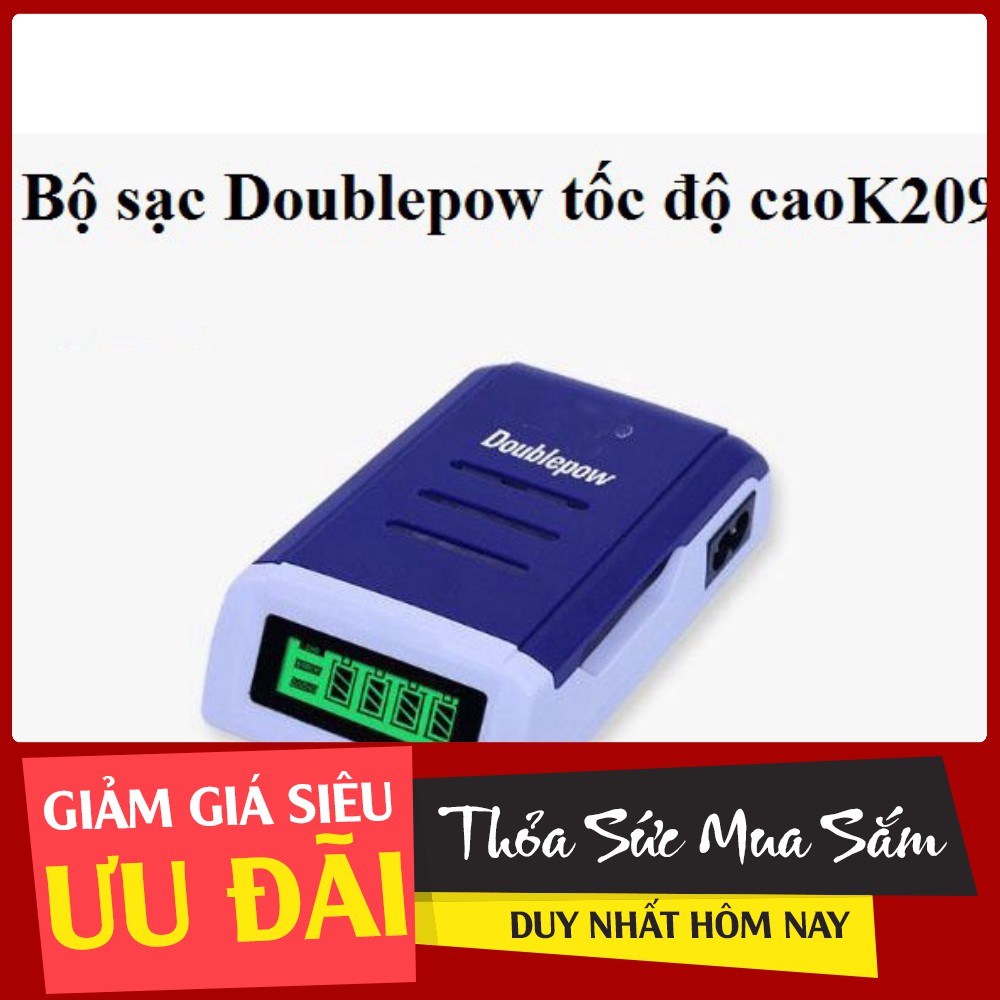 (SIÊU GIẢM GIÁ) Bộ Sạc Pin AA, AAA  K209 Doublepow tự ngắt khi đầy Tốc Độ Cao Hiển Thị Màn Hình LCD, mic không dây,chuột