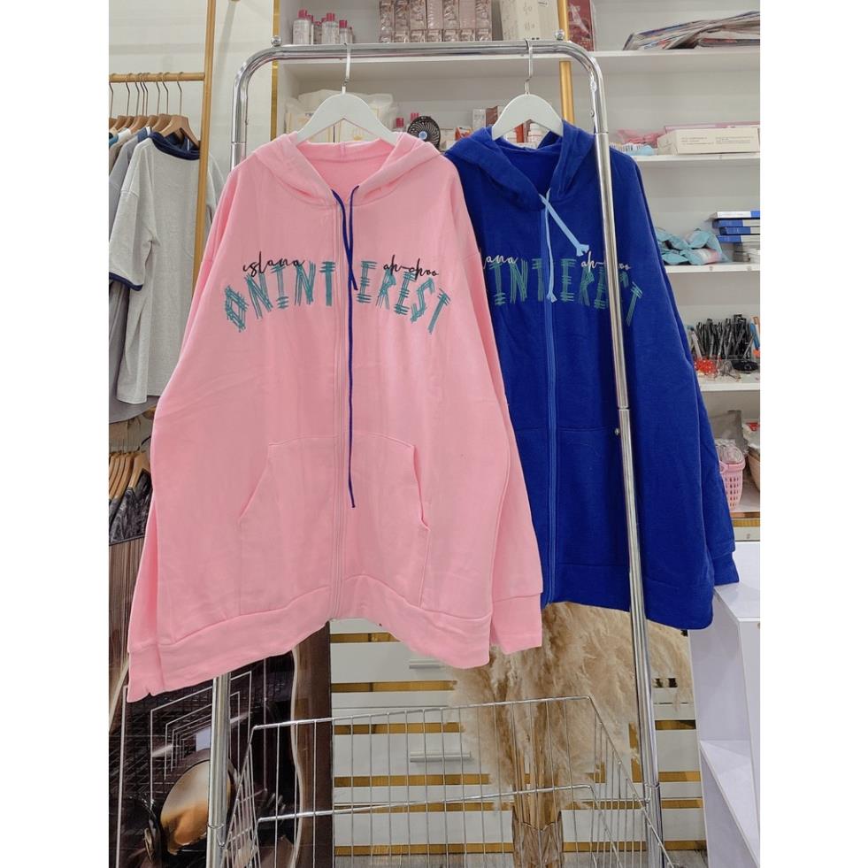 Khoác Nỉ Hoodie Nam Nữ Dáng Rộng Thêu Chữ Mũ To Tay Bồng Bo Tay Unisex Uzzlang