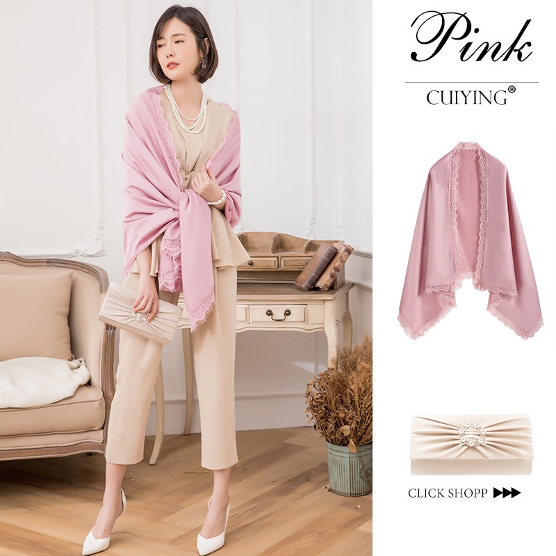 Khăn Choàng Lụa Phối Ren Chống Nắng Phong Cách Nhật Hàn Mới 2021 | BigBuy360 - bigbuy360.vn