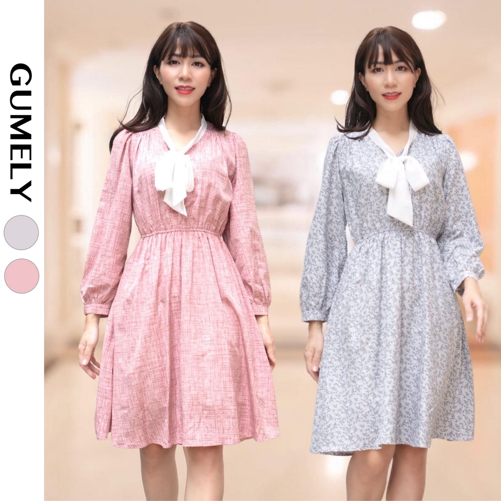 Đầm vintage dáng dài dáng váy xoè thời trang nữ thiết kế Vianh Store cổ nơ dễ thương đi làm dạo phố dự tiệc V6100