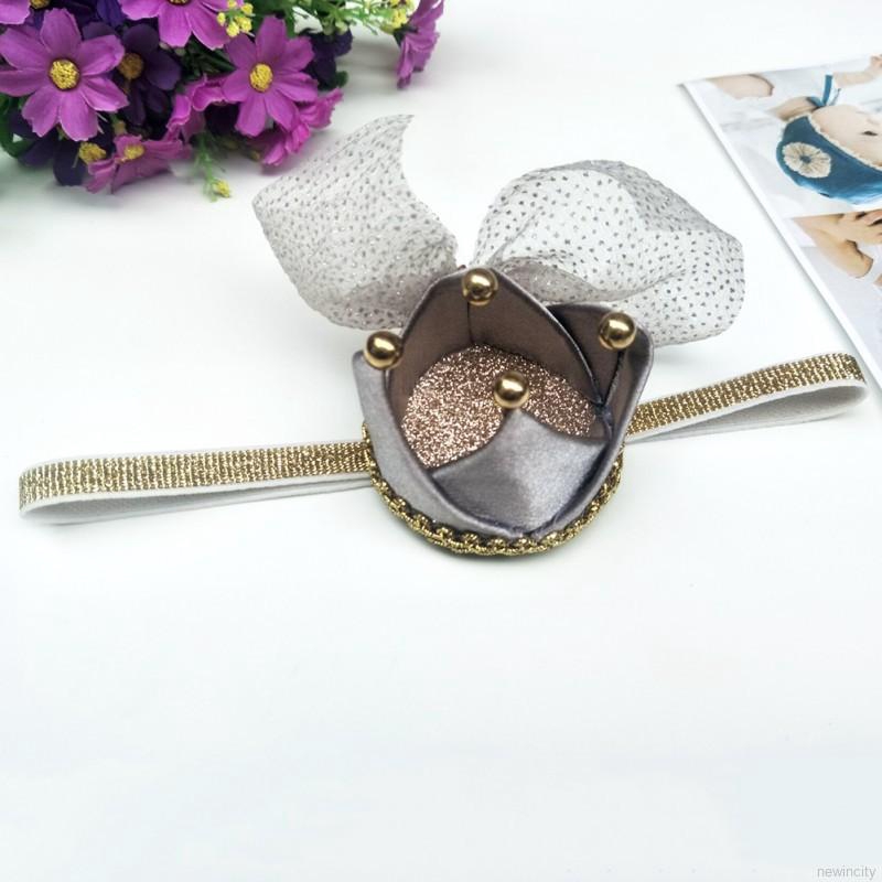 Cài tóc hình vương miện phối ren đính hoa kiểu công chúa cho bé gái