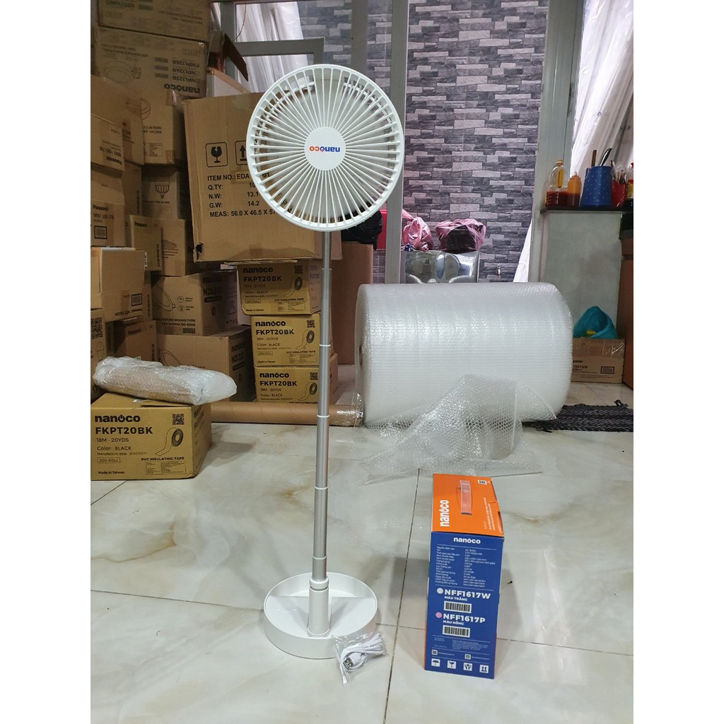 Quạt sạc điện gấp gọn Nanoco NFF1617P(Hồng)\NFF1617W(trắng)