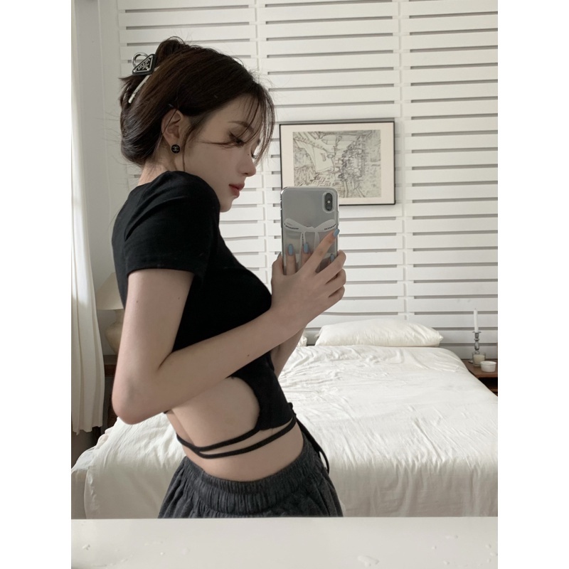 Cocory vn Áo Croptop Ngắn Tay In Chữ Phong Cách Retro Thời Trang Mùa Hè Quyến Rũ Cho Nữ