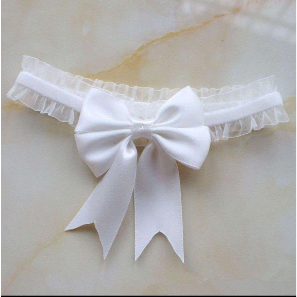 Choker đùi vải ren đính nơ xinh xắn - vòng đeo đùi ren co dãn mặc kèm tất đùi lolita JK