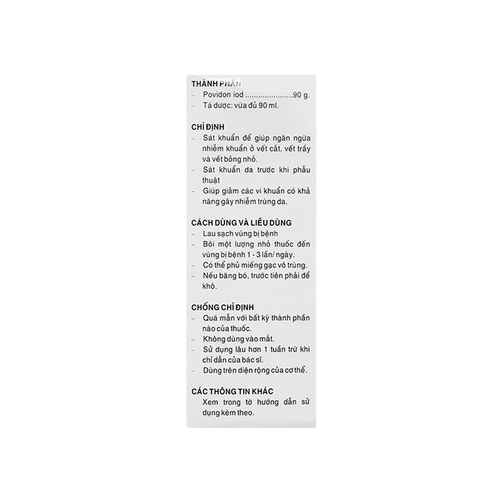 Dung Dịch Povidine 10% Sát Trùng Ngoài Da
