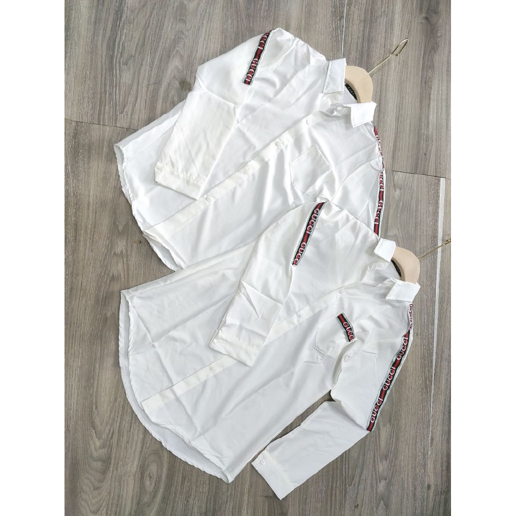 áo somi trơn viền chữ