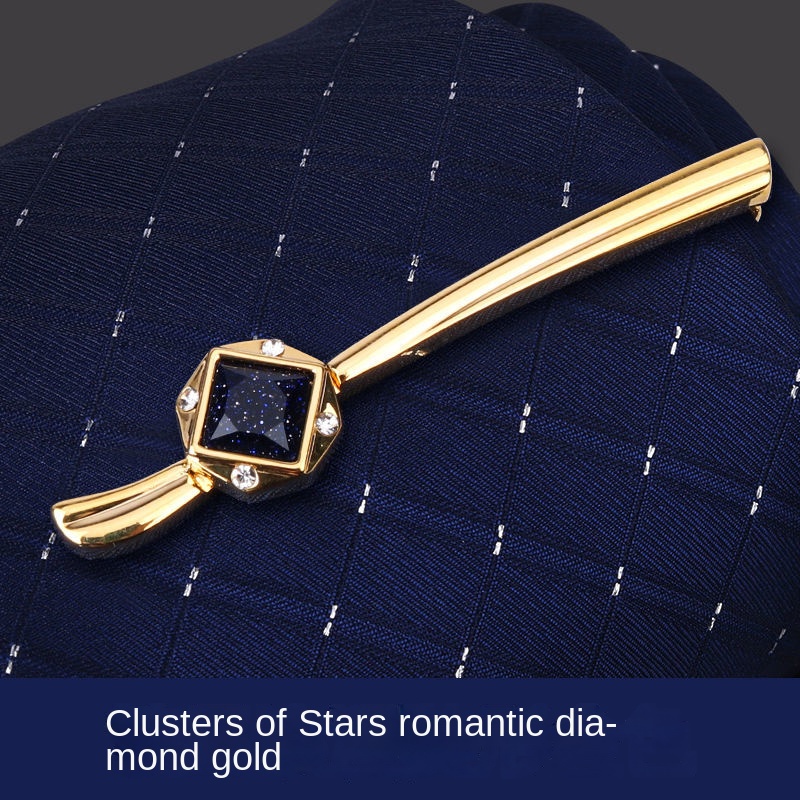 Kẹp Cà Vạt/Cà Vạt Đính Đá Màu Vàng Lãng Mạn Đơn Giản Phong Cách Hàn Quốc Thời Trang Cho Nam Và Nữ