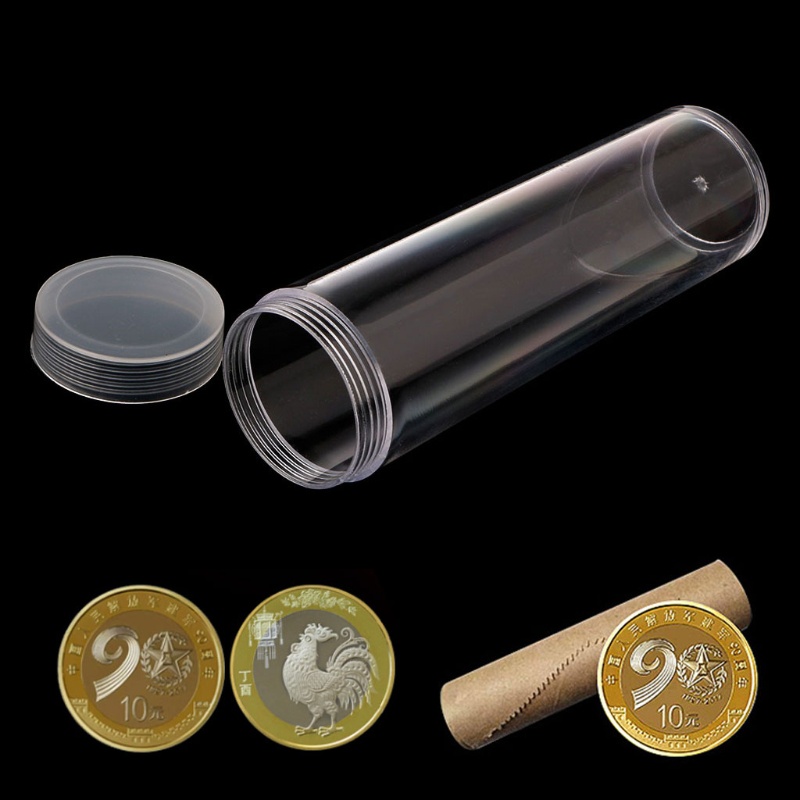 ✿ Ống Nhựa Tròn Đựng Tiền Xu 27mm Kèm Nắp Vặn Tiện Dụng