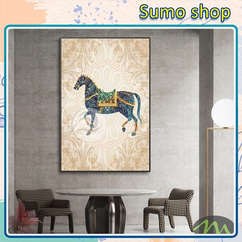 Tranh treo tường phòng khách hình con ngựa biểu tượng phú quý giàu sang/ biểu tượng may mắn/ hạnh phúc