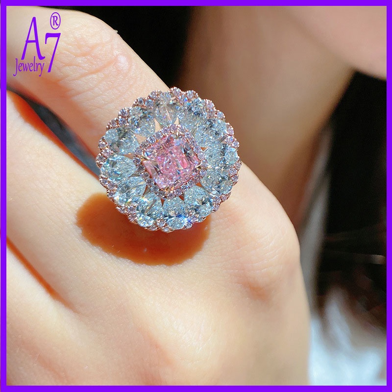 Nhẫn Hở Đính Đá Màu Hồng A7