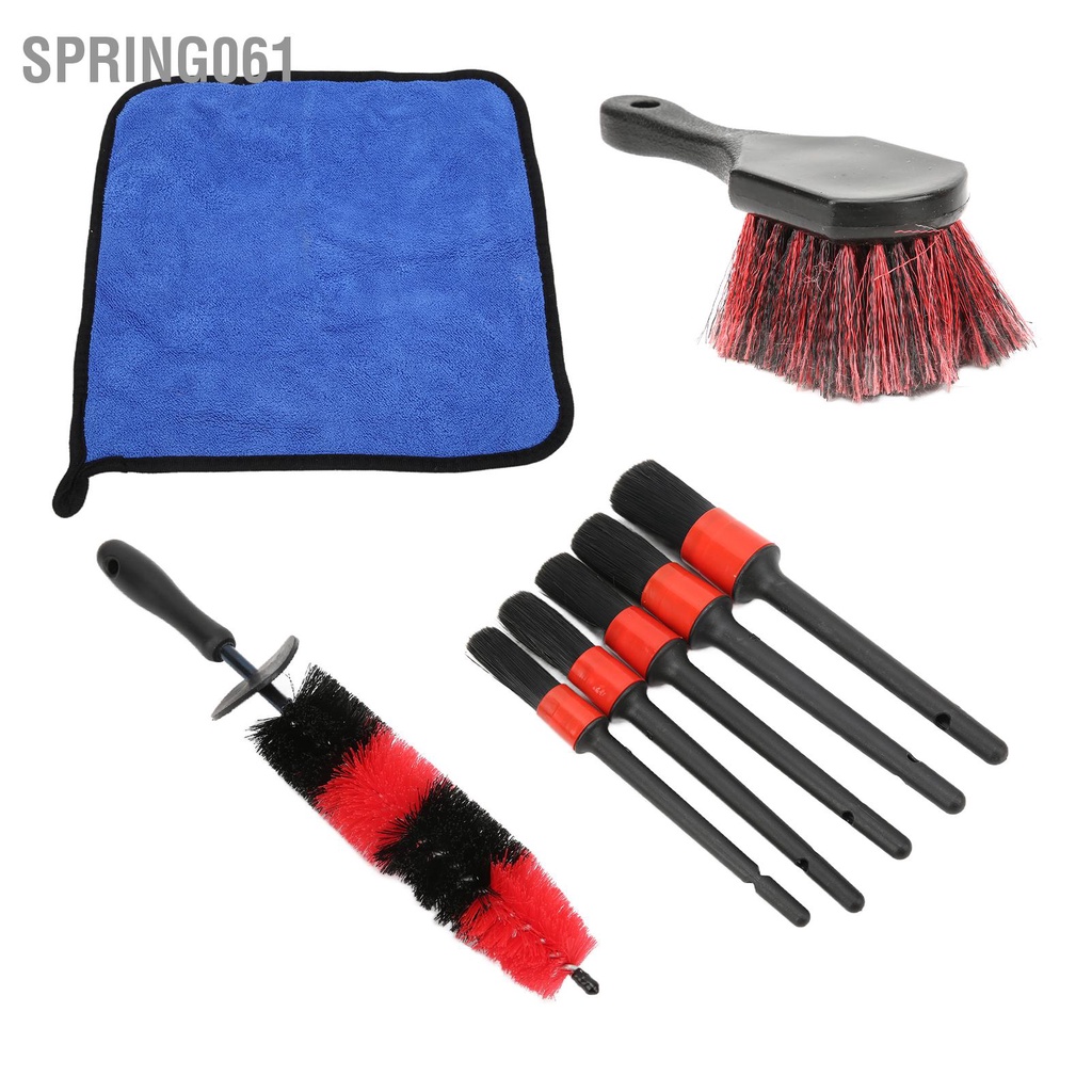 Spring061 Bộ bàn chải chi tiết ô tô 8PCS Công cụ làm sạch bụi bẩn để tẩy rửa