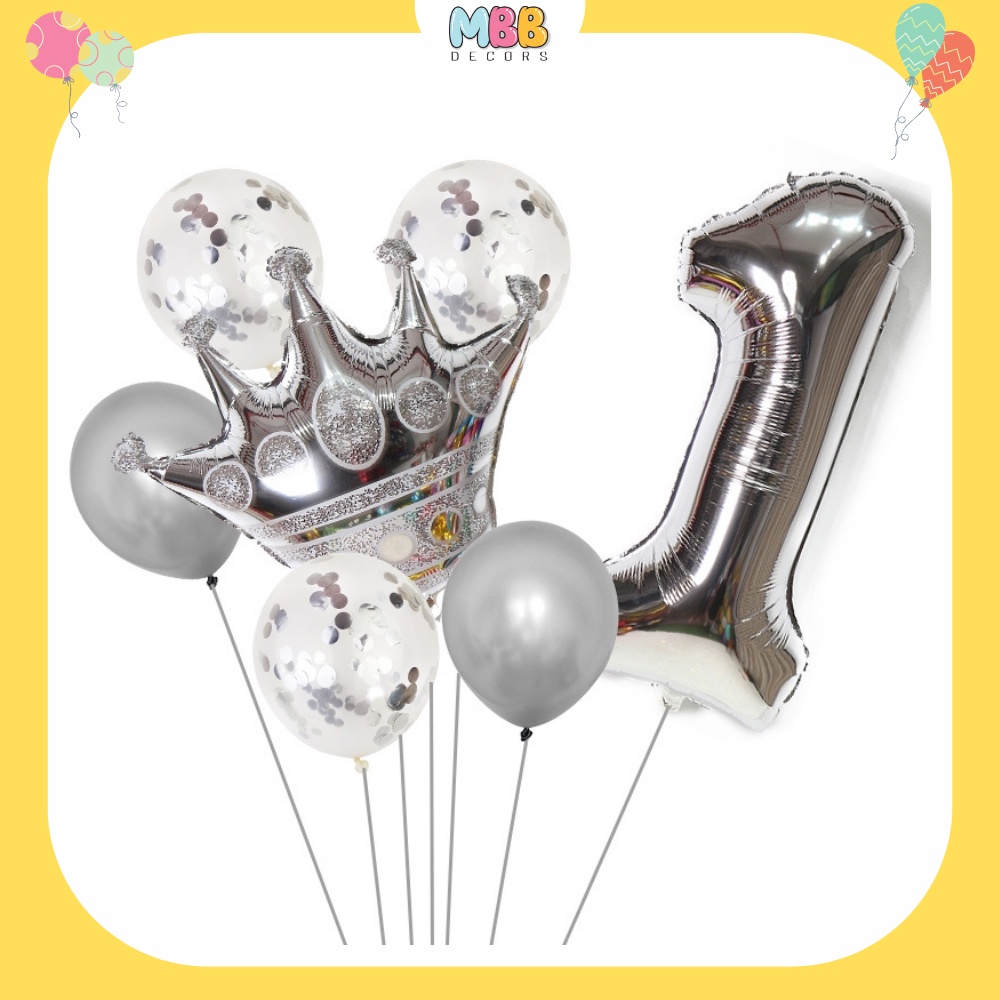 Set Bóng Số Sinh Nhật Vương Miện Size Đại 70cm, Phụ Kiện Trang Trí Sinh Nhật