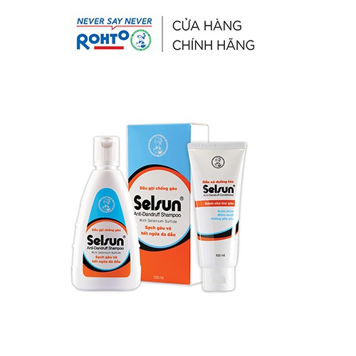 Bộ sản phẩm chống gàu Selsun (Dầu gội chống gàu Selsun 100ml+Dầu xã dưỡng tóc Selsun 100ml)