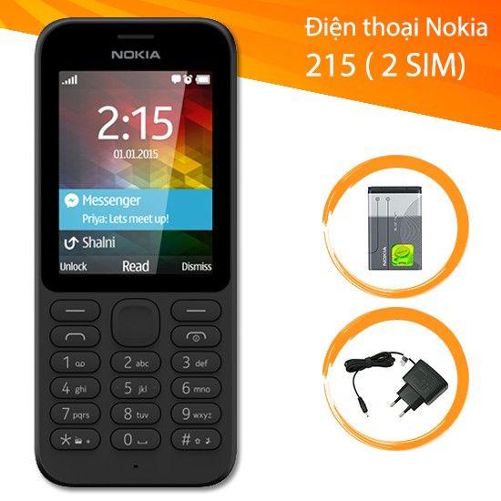 Điện thoại nokia 215 chính hãng   - 2 SIM, Bảo Hành 12 tháng
