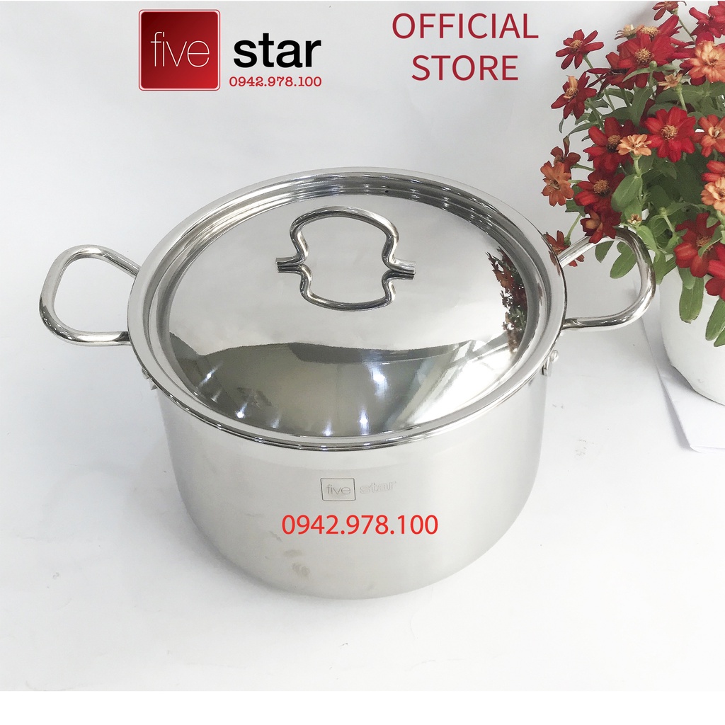 Nồi inox FiveStar Standard 3 đáy nắp inox (30cm) , dùng được bếp từ , hồng ngoại , gas