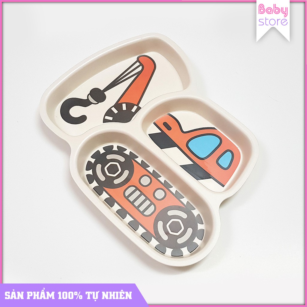 Combo Bát Ăn Baby Store| Combo Khay Ăn Dặm Chất Liệu BamBoo Hình Xe Cẩu 001