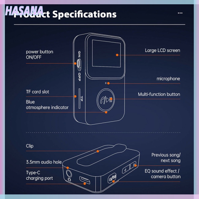 Thiết Bị Nhận Tín Hiệu Âm Thanh Bluetooth 5.0 Không Dây HASANA C33 Có Màn Hình 3.5mm
