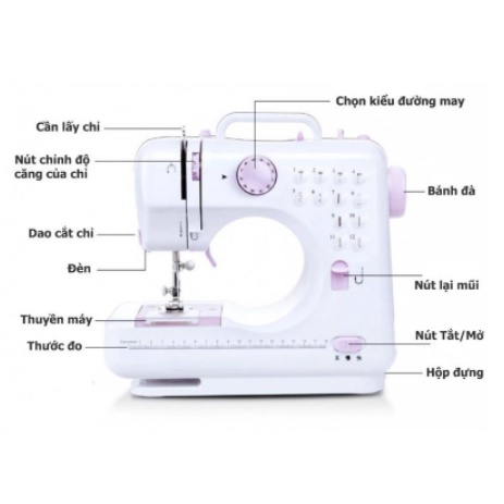 Máy khâu - Máy may mini gia đình FHSM505 có vắt sổ, may được vải thun kèm chân vịt
