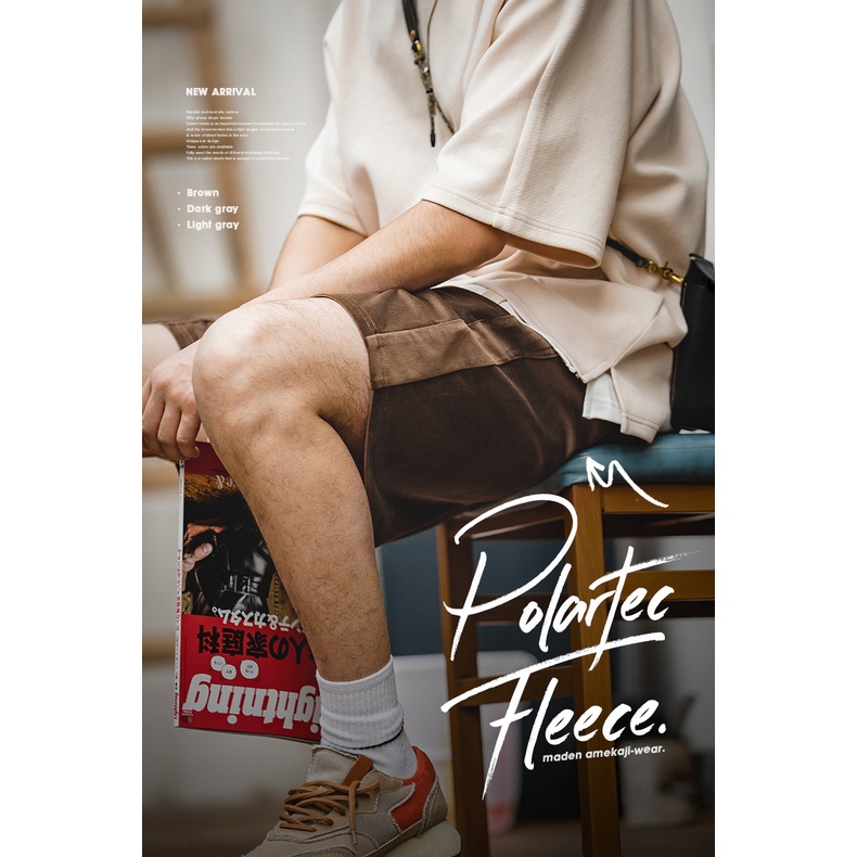 Quần short Maden nhung dáng rộng phong cách retro Mỹ thời trang mùa hè cho nam