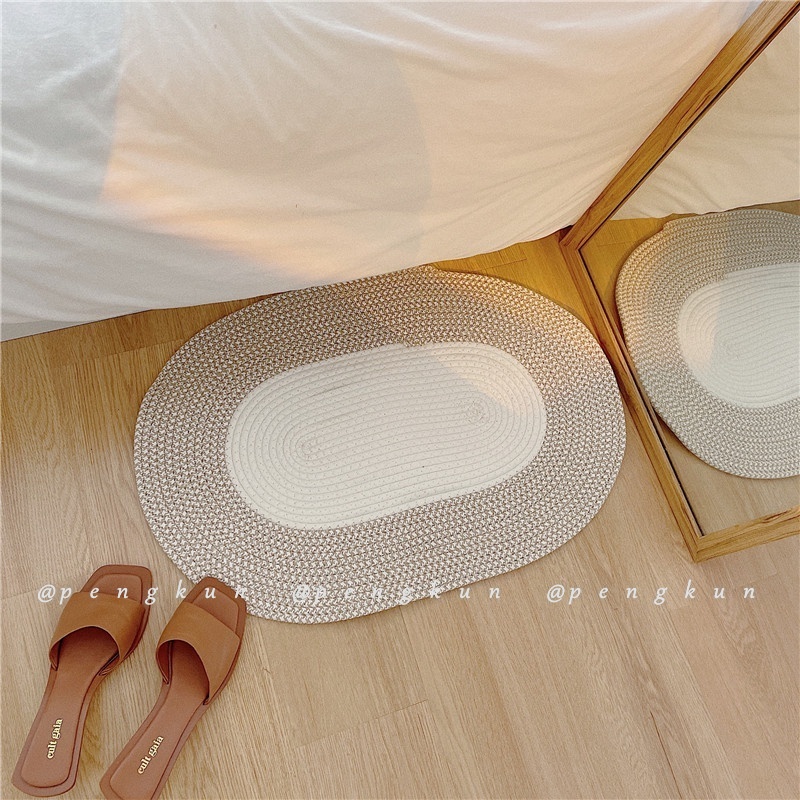 Thảm cotton dệt tay lót sàn chống trượt phong cách nhật bản