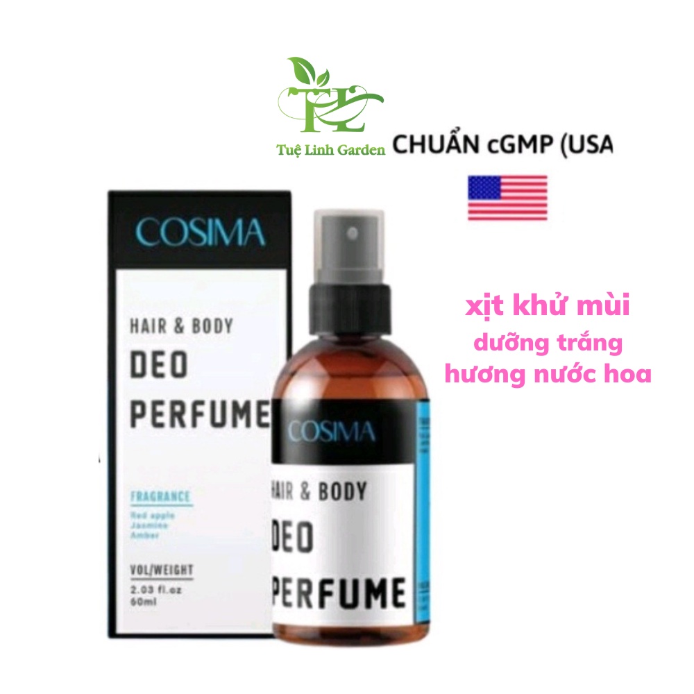 Xịt thơm toàn thân Cosima Body mist khử mùi hết hôi nách chân tóc và cơ thể 60ml hương nước hoa Hàng Nhập Chính Hãng