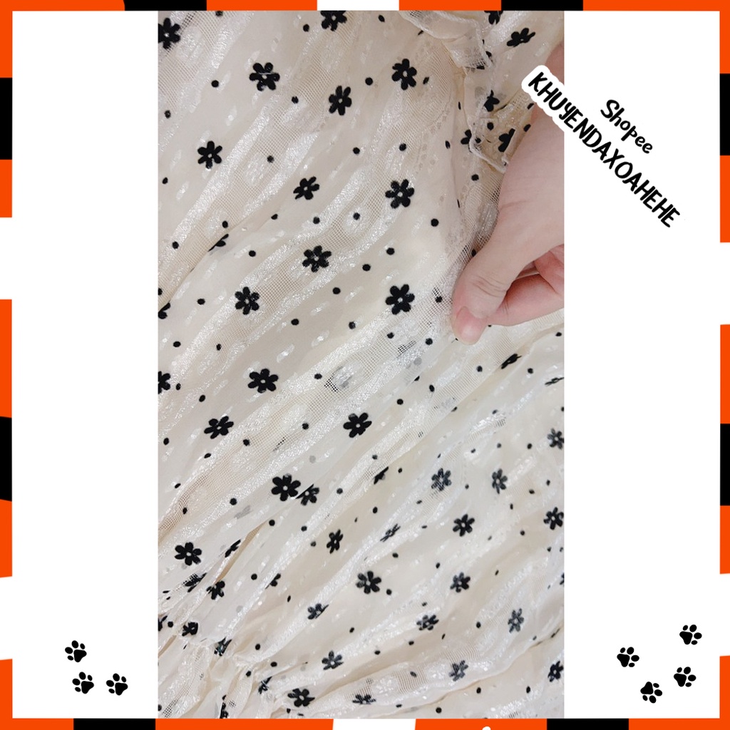 V003 Váy 2 dây Babydoll BBD trắng hoa nhí đen nhún ngực đáng yêu dáng lỡ đầm tiểu thư công chúa ulzzang nữ tính cute