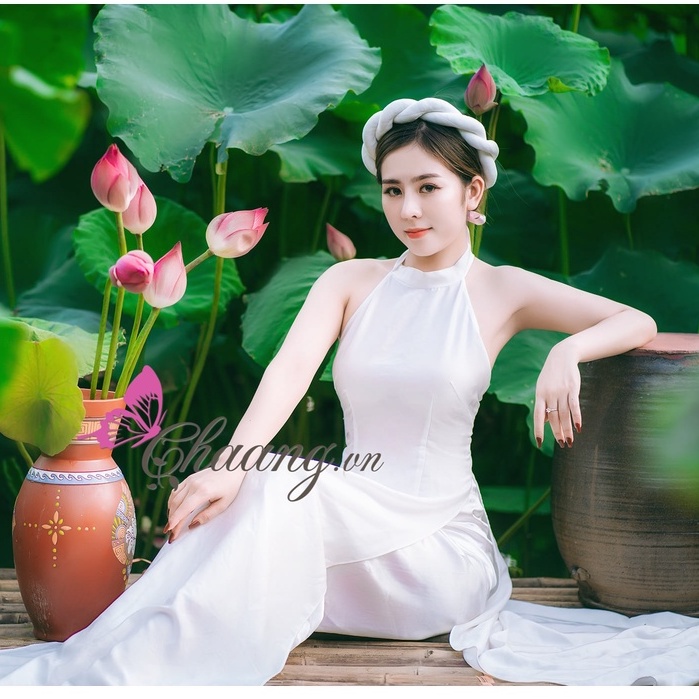 Áo yếm dáng dài ⚡ Kiểu áo dài yếm chụp sen thiếu nữ màu hè TẶNG MẤN | CHA09