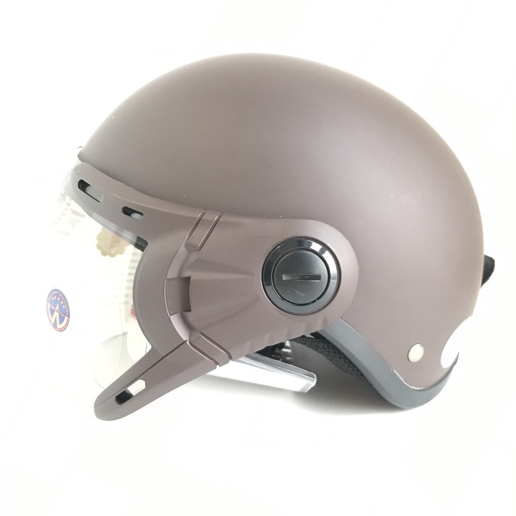 Mũ bảo hiểm nửa đầu có kính - Dành cho người lớn vòng đầu 56-58cm - GRS A33K - Nâu Nhám - Nón bảo hiểm Nam - Bảo hiểm Nữ