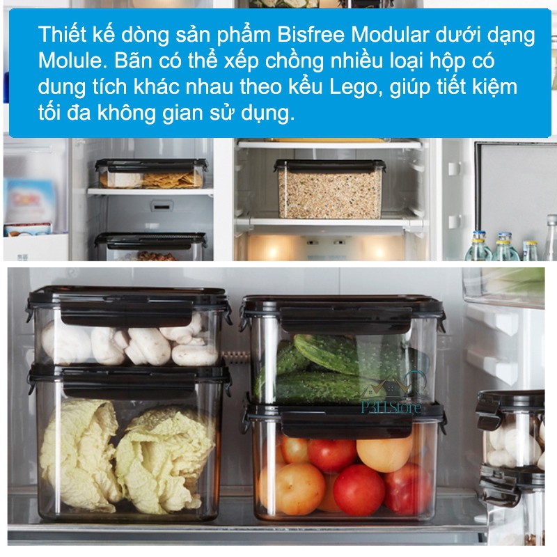 Hộp bảo quản thực phẩm Lock&amp;Lock Bisfree Modular dung tích 1.8L LBF410