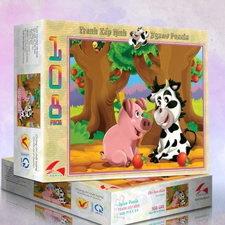 Tranh xếp hình tia sáng jigsaw puzzle 108 mảnh phát triển trí tuệ cho bé - đôi bạn thân - msp: 108-081