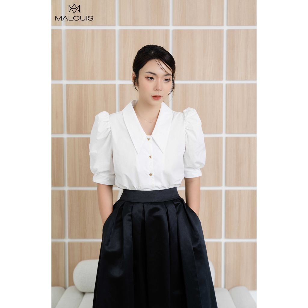 Chân váy dài xếp ly màu đen dài chất tafta lưng cao có túi - M155CV