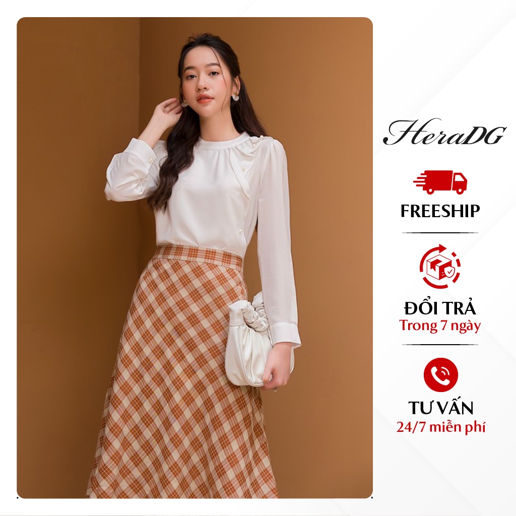Áo Sơ Mi Cổ Tròn Cách Điệu HeraDG Chất Liệu Tơ Cao Cấp, Phong Cách Trẻ Trung, Nhẹ Nhàng SAKBA082