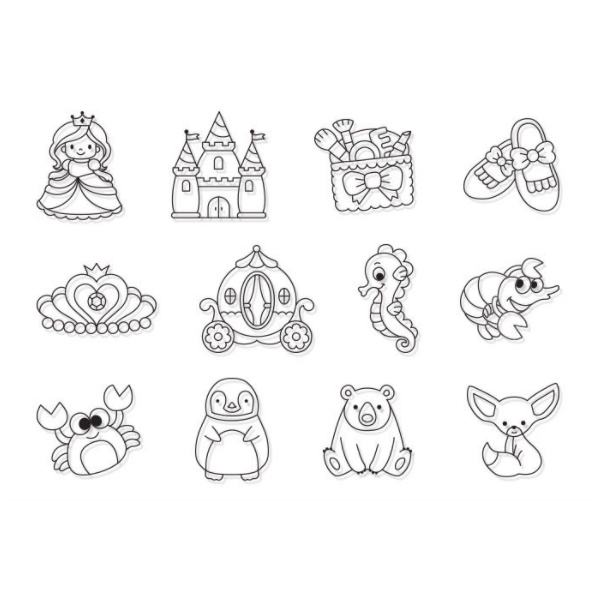 Bộ màu vẽ và khuôn trang trí trên giấy kính Hàn Quốc dễ thương tiện dụng