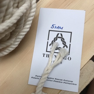 Dây thừng cotton macrame 3 xoắn 5mm TRẮNG KEM