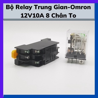 Relay trung gian 12v10a 8 chân to, rơ le omron 12v, relay 12v 8 chân