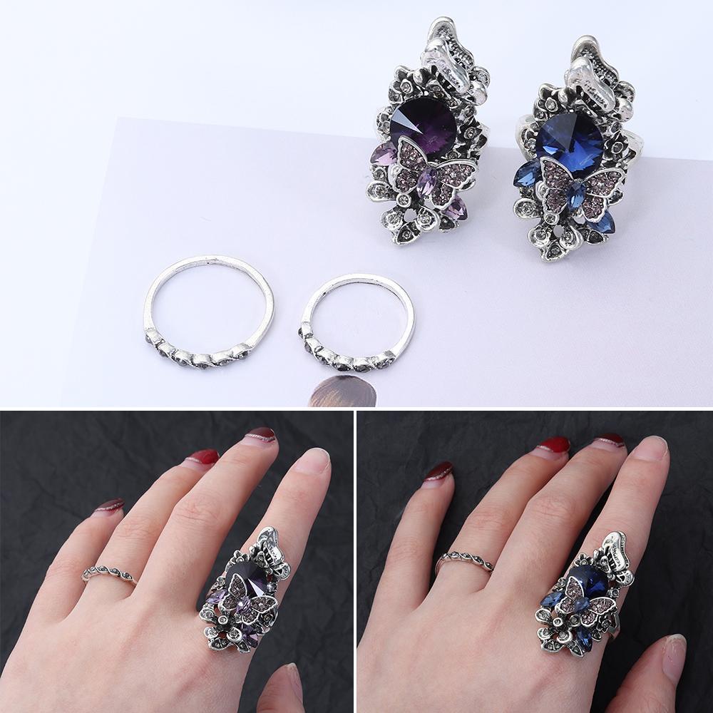 Nhẫn Đính Đá Thạch Anh Tím Hình Bướm Sang Trọng