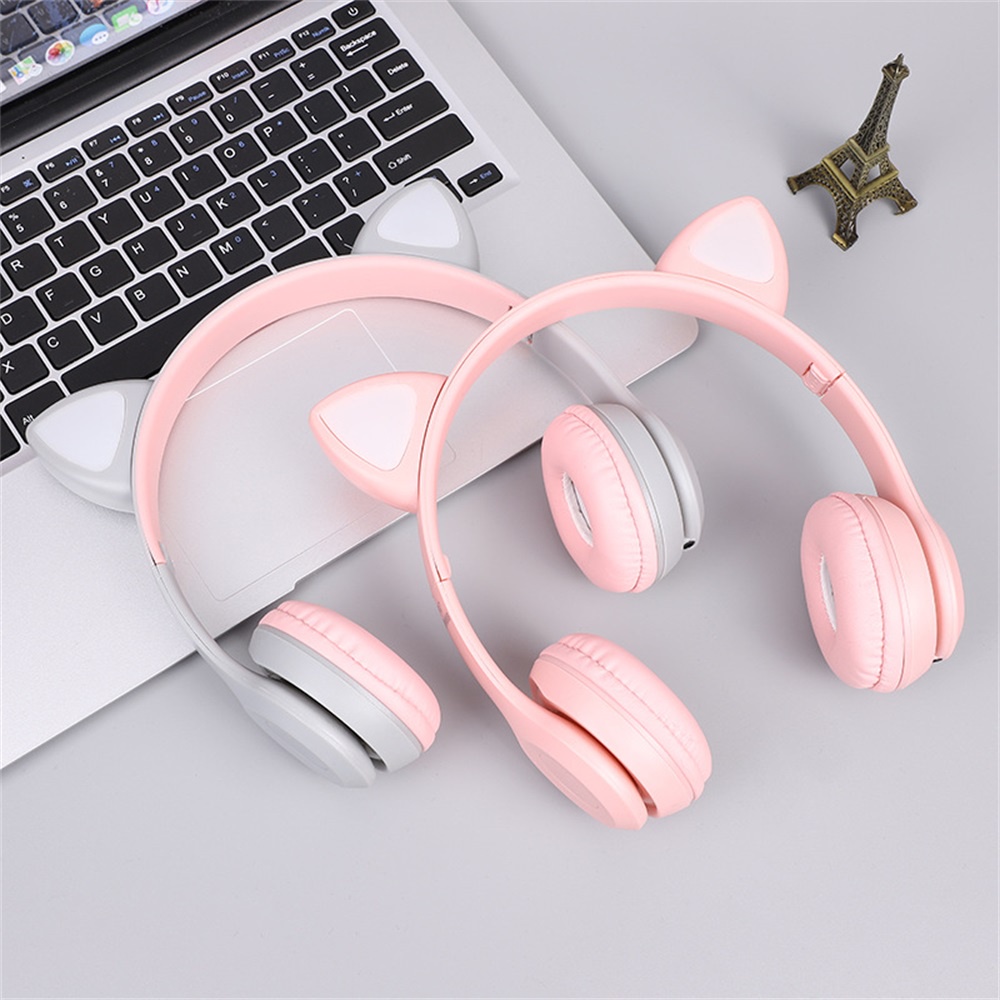 ☃❈♨Giảm giá hot Tai mèo dễ thương nghe không dây Bluetooth có mic chống ồn Kid Girl Âm nhạc nổi Mũ bảo hiểm điện