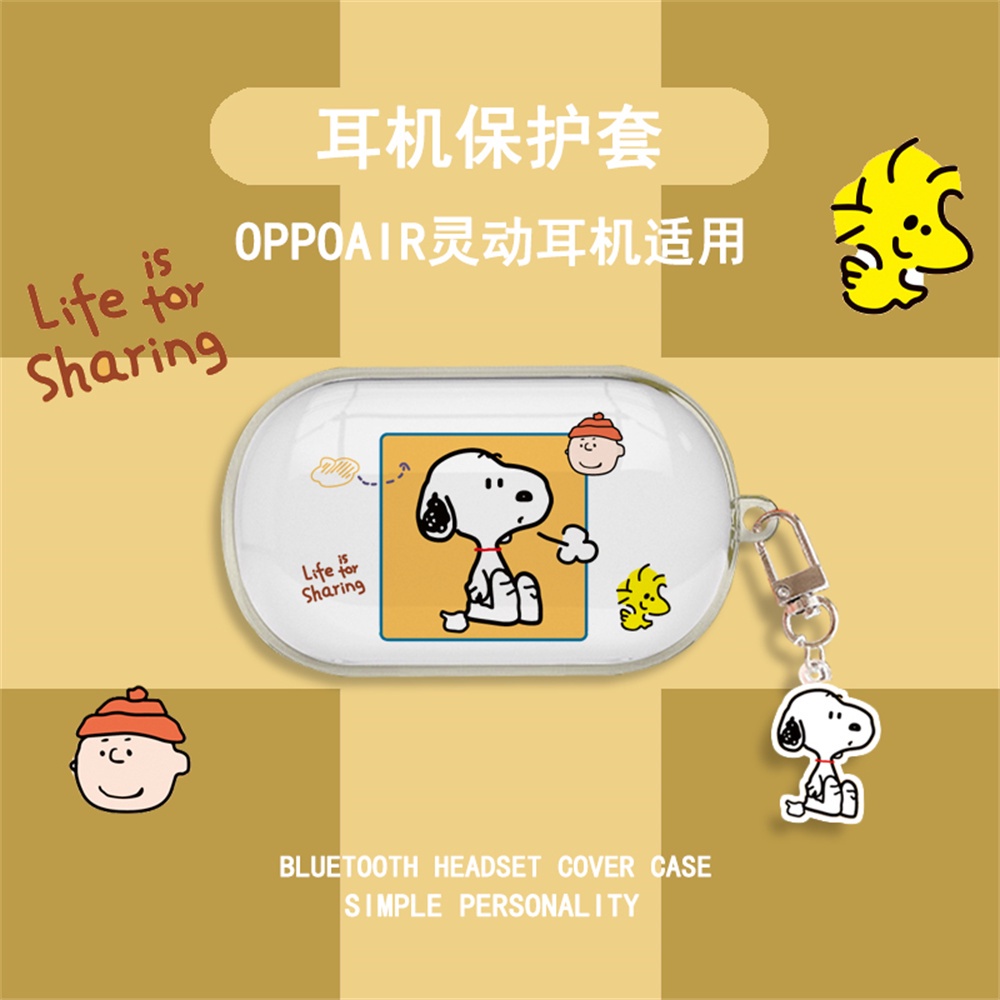 Vỏ Bảo Vệ Hộp Sạc Tai Nghe Bluetooth Oppo Enco W11 Hình Hoạt Hình Snoopy / Phi Hành Gia / Disney Kèm Móc Khóa