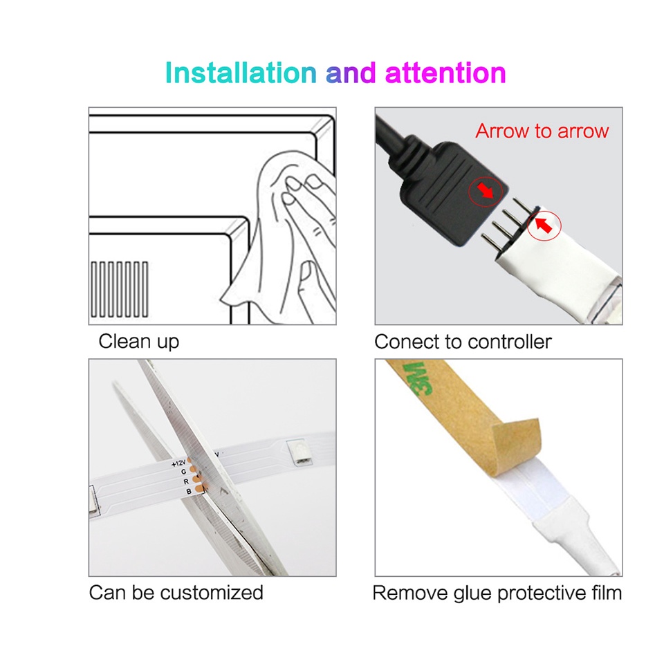Dây đèn LED IR RGB 2835 linh hoạt trang trí phòng ngủ nền TV cổ tích điều khiển 24 phím